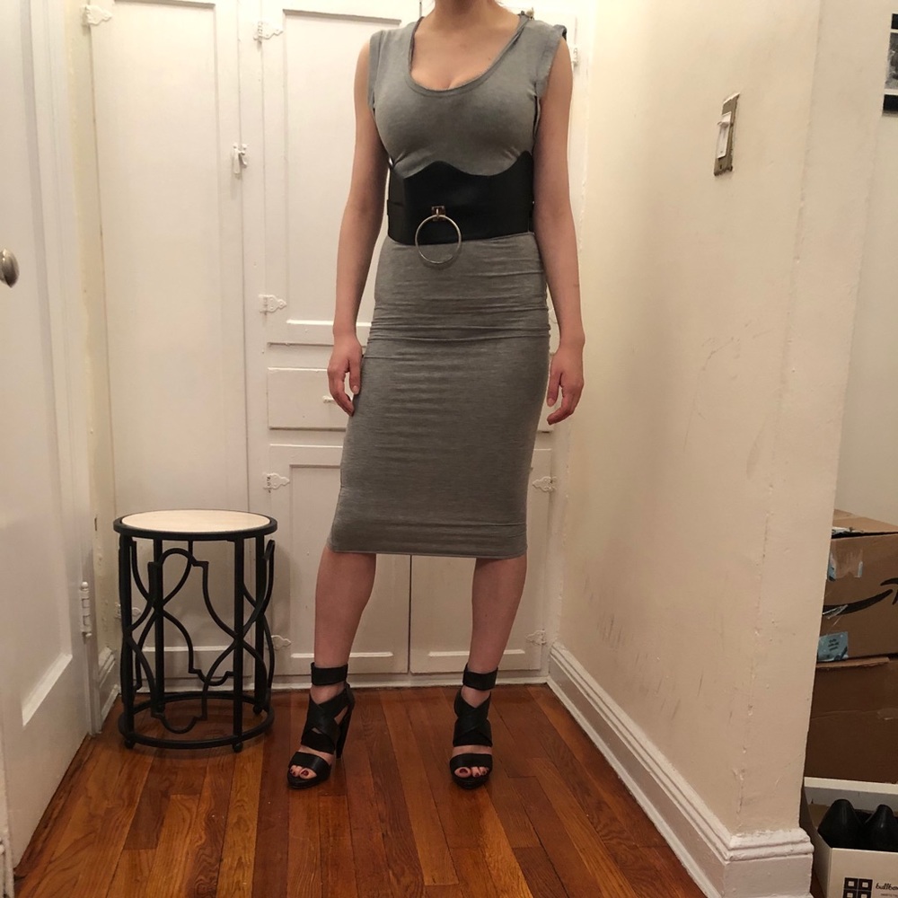 ALL SAINTS Mid length grey t-shirt dress.